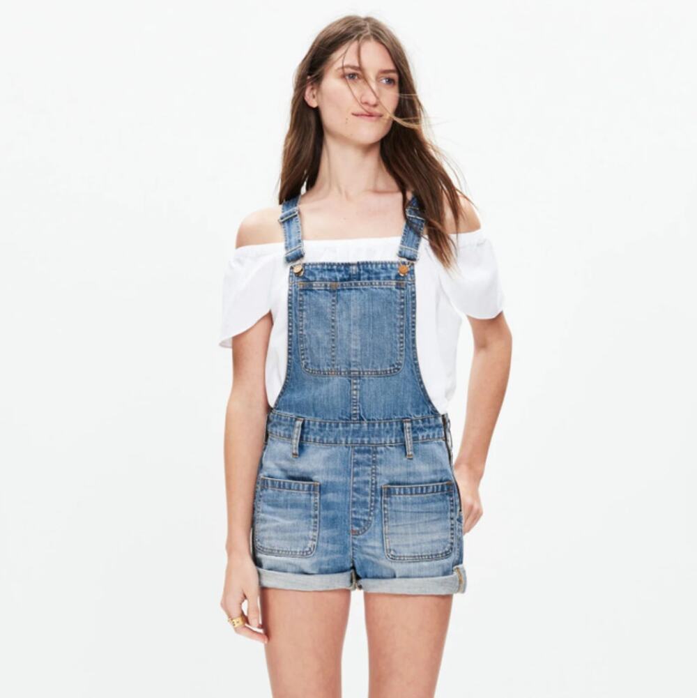 NWT Madewell Adirondack Short Overalls in Isley Wash